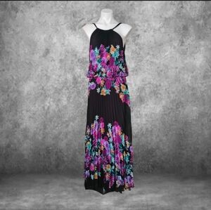 Xscape Floral Maxi Dress - Black with Multicolor Accents